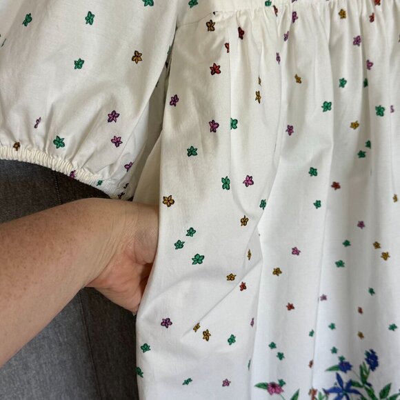 Talbots 100% Cotton Poplin; Blissful Floral Puff Sleeve Midi Shirt Dress Size 18 - Picture 8 of 16